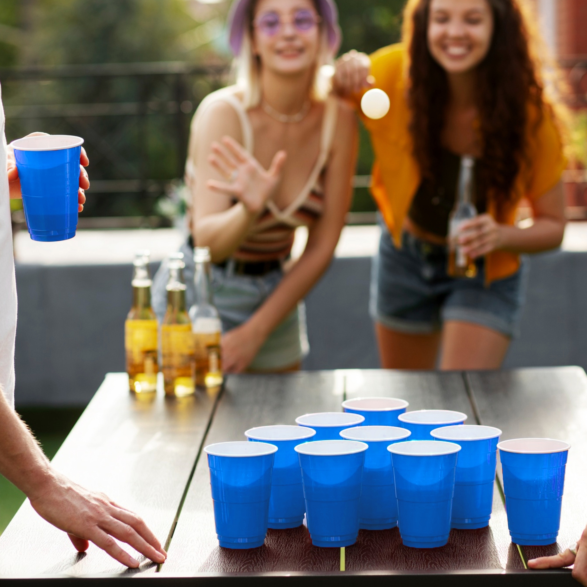 Set of 10 Blue Pong Glasses | 450ml Reusable Party Drinking Cups | Eco-Friendly Pong Cups for Parties & Games | Perfect for Parties, Events, and Games (Blue)