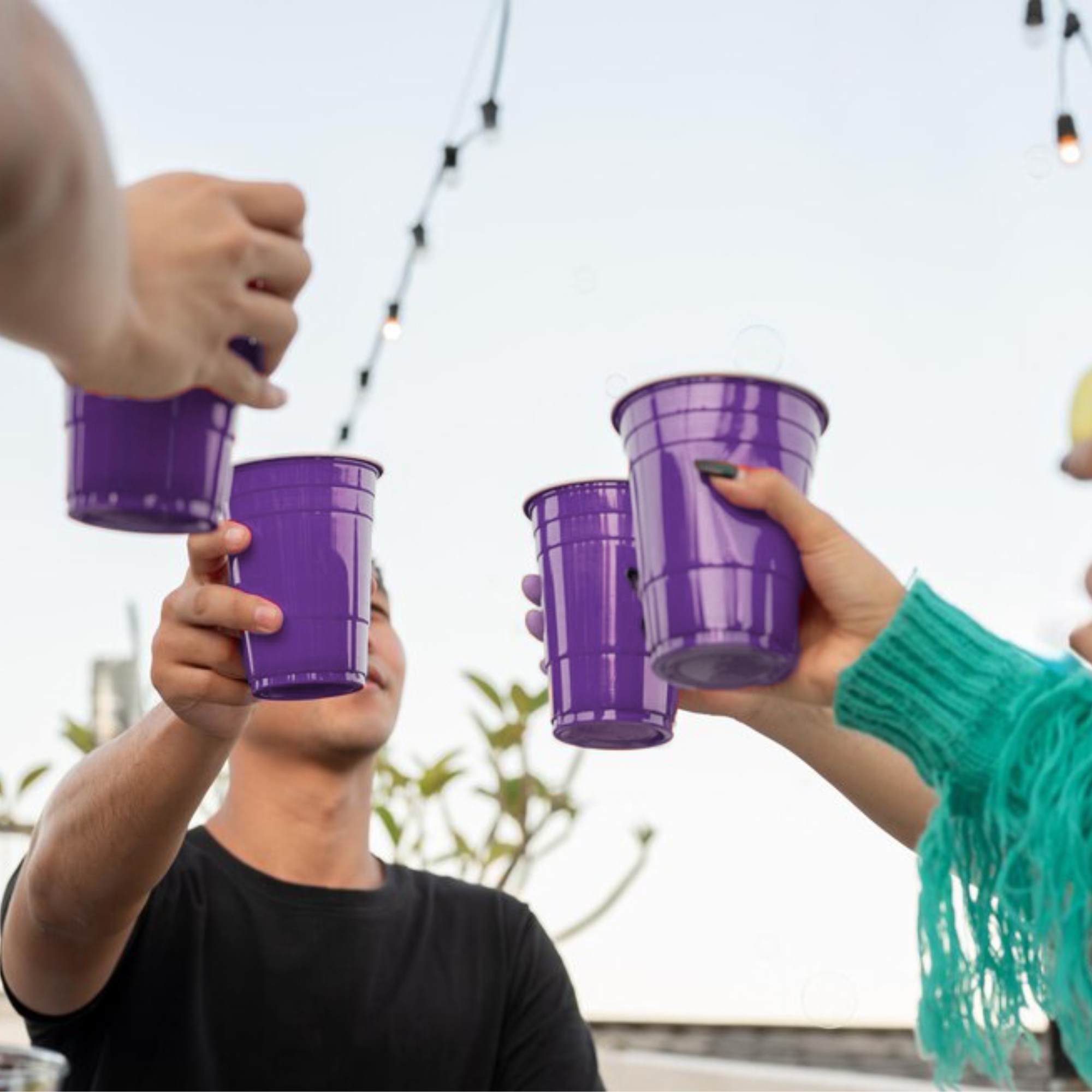 Set of 50 - 450ml Beer Pong Glasses | Reusable Purple Drinking Cups | Perfect for Party Games Beer Pong & Events | Durable and Eco-Friendly Pong Glasses for BBQ College Party & More!
