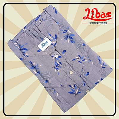 Prefect Storm Grey BiziLIzi Nighty With Floral Design All Over From Libas Loungewear - PS498