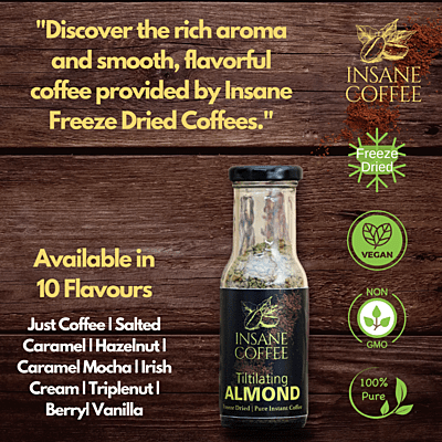 Insane Coffee Freeze Dried Tiltilating Almond 50 Grams
