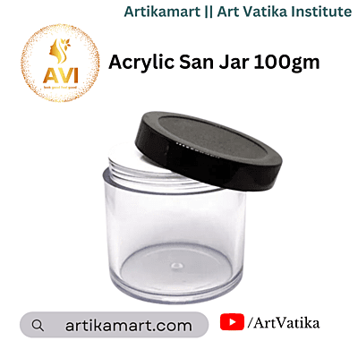 Acrylic San Jar + White Inner + BLACK Cap - 100g Acrylic San Jar + White Inner + BLACK Cap - 100g