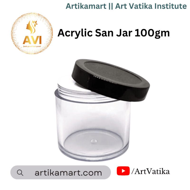 Acrylic San Jar + White Inner + BLACK Cap - 100g Acrylic San Jar + White Inner + BLACK Cap - 100g