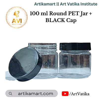100 ml Round PET Jar + BLACK Cap 100 ml Round PET Jar + BLACK Cap