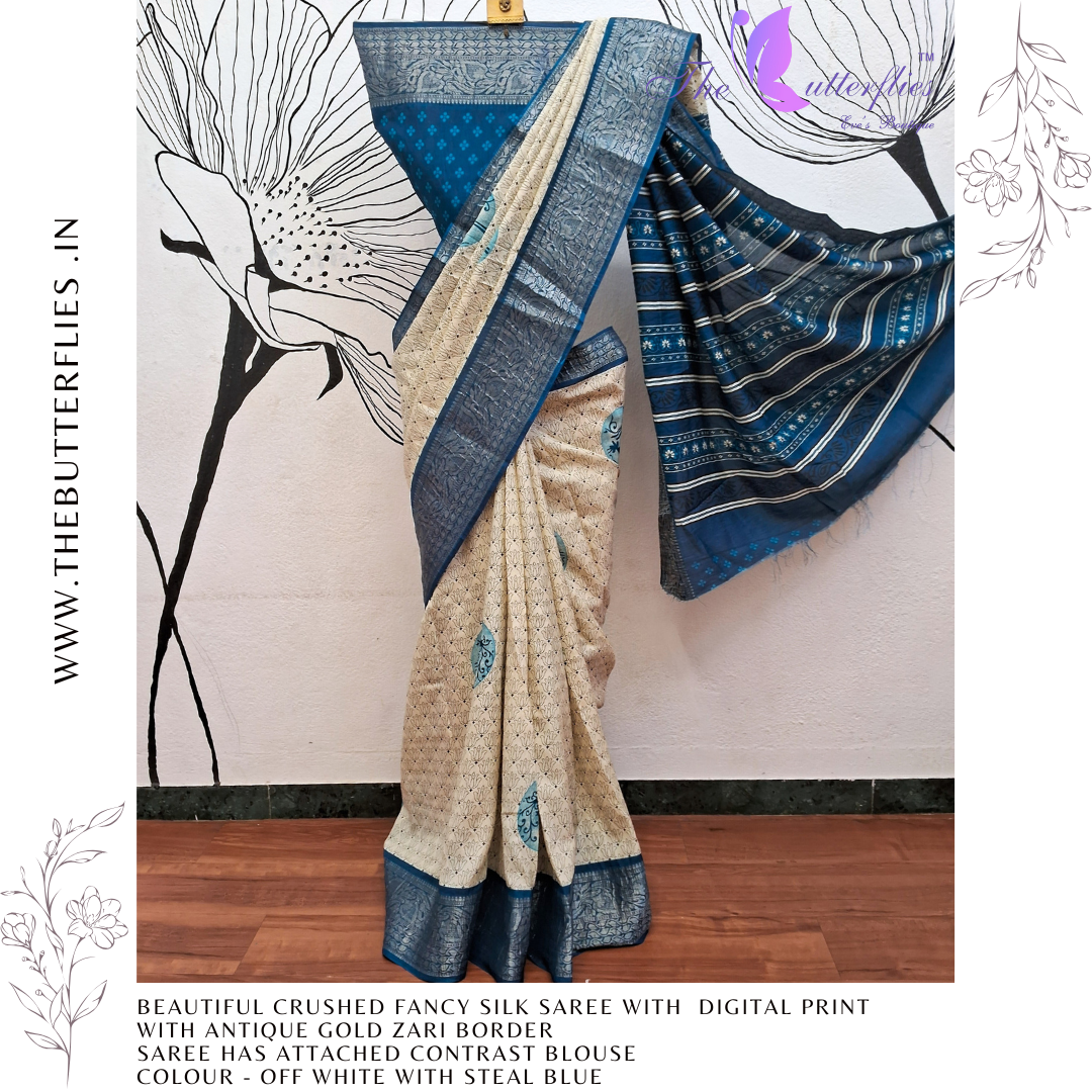 FANCY CRUSHED SILK SAREE RJASFSC24106