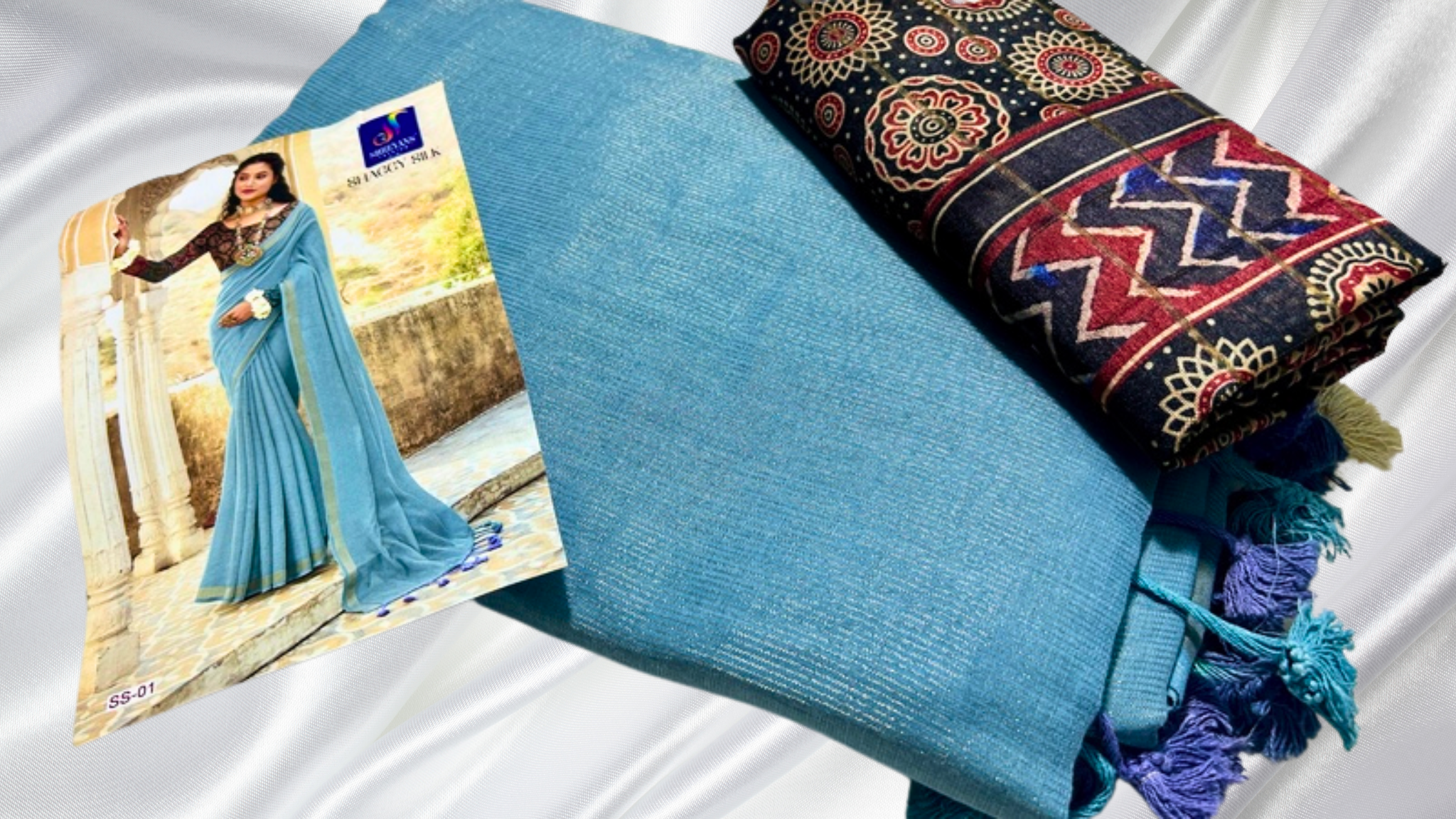 Shaggy Premium Tissue Silk Saree - Soft Blue