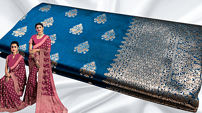 Yukta Soft Silk Saree - Ramar Blue