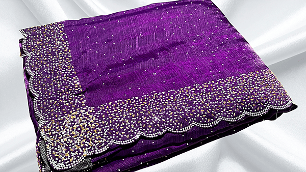 Choco Chits Galaxy Space Stone Work Saree - Purple