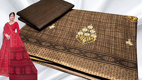 Prajakta Pure Cotton Embroidery Saree - Choco Brown