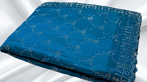 Classic Choice Space Silk Stone Work Saree - Sky Blue