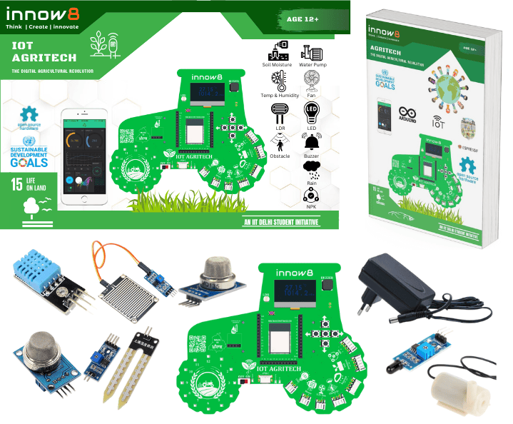 IoT Agritech Kit | Precision Farming with Soil Moisture, Temp, Humidity, Rain & Obstacle Sensors | SDG Goal: Life on Land