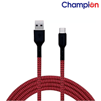 Champion USB to Type-C 2.4Amp Data Sync & Charging Cable Braided 1M for all Android & Type-C Devices (Red) Champion USB to Type-C 2.4Amp Data Sync & Charging Cable Braided 1M for all Android & Type-C Devices (Red)