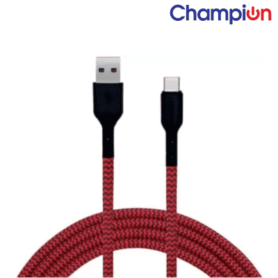 Champion USB to Type-C 2.4Amp Data Sync & Charging Cable Braided 1M for all Android & Type-C Devices (Red) Champion USB to Type-C 2.4Amp Data Sync & Charging Cable Braided 1M for all Android & Type-C Devices (Red)