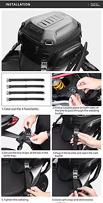 Rhinowalk 12-18L Motorcycle Hard Shell Tail Bag