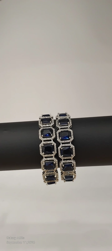 AD Stone Finished Blue Stone Bangle