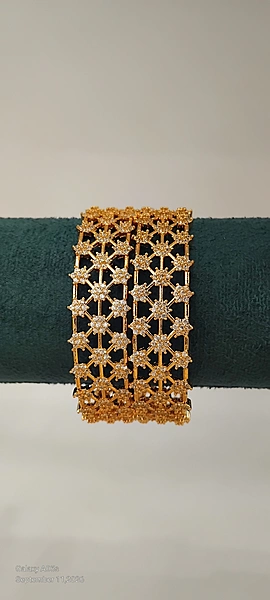 AD Stone Covered Gold Bangle