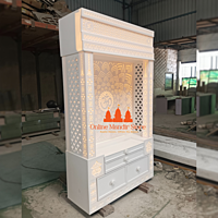 Premium Corian Mandir with 3D Design and LED Lighting