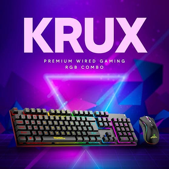 Krux Gaming Combo – Black, 104 Keys, RGB, 1-Year Warranty