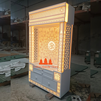 Premium Corian Mandir with 3D Design and LED Lighting
