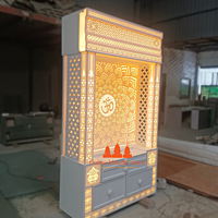 Premium Corian Mandir with 3D Design and LED Lighting
