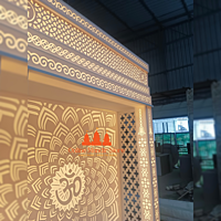 Premium Corian Mandir with 3D Design and LED Lighting