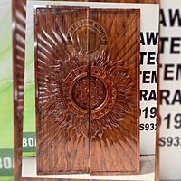 Double Teak Wood 3D Design Door with PU Polish – Sunburst Carving (2.5ft x 8ft each panel) Double Teak Wood 3D Design Door with PU Polish – Sunburst Carving (2.5ft x 8ft each panel)
