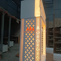 Premium Corian Mandir with 3D Design and LED Lighting