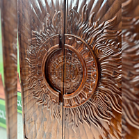 Double Teak Wood 3D Design Door with PU Polish – Sunburst Carving (2.5ft x 8ft each panel) Double Teak Wood 3D Design Door with PU Polish – Sunburst Carving (2.5ft x 8ft each panel)