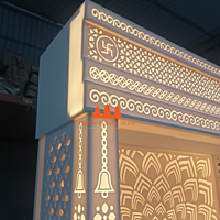 Premium Corian Mandir with 3D Design and LED Lighting
