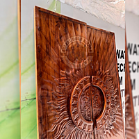 Double Teak Wood 3D Design Door with PU Polish – Sunburst Carving (2.5ft x 8ft each panel) Double Teak Wood 3D Design Door with PU Polish – Sunburst Carving (2.5ft x 8ft each panel)