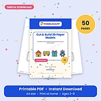 Cut & Build 3D Paper Models for Kids – 50 Pages