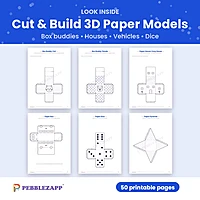 Cut & Build 3D Paper Models for Kids – 50 Pages