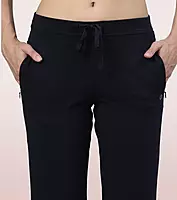 Enamor Essentials Womens E014-Mid Rise Slim Fit Basic Straight Leg Lounge Pants