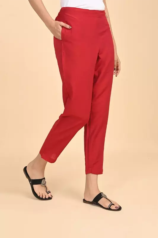 Women Ethnic Trousers - Red