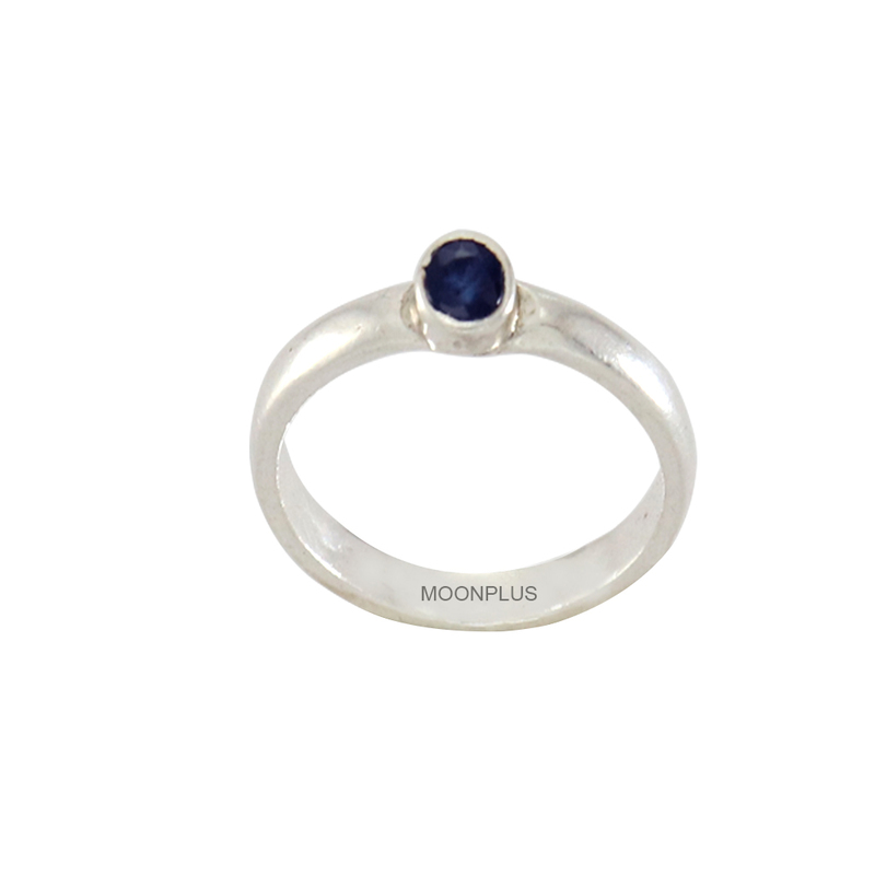 Pure silver blue sapphire stone ring