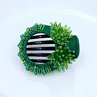 Chic Stripe Hair Claw Clip with Beaded Embellishments