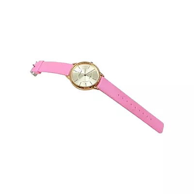 Custom Unisex Minimalist Analog Watch - Pink Faux Leather Band