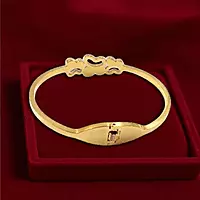 Dainty Butterfly and Clover Bangle with Textured Finish