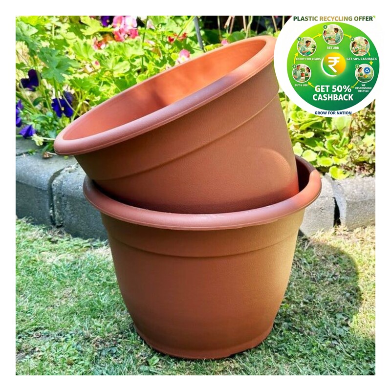 Nursery Flower Pot | 12 Inch Plastic Plant Pot | Red / White / Black