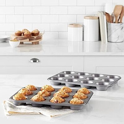 12 Cup Muffin Pan Non-Stick Baking Pans Pack of 2 12 Cup Muffin Pan Non-Stick Baking Pans Pack of 2