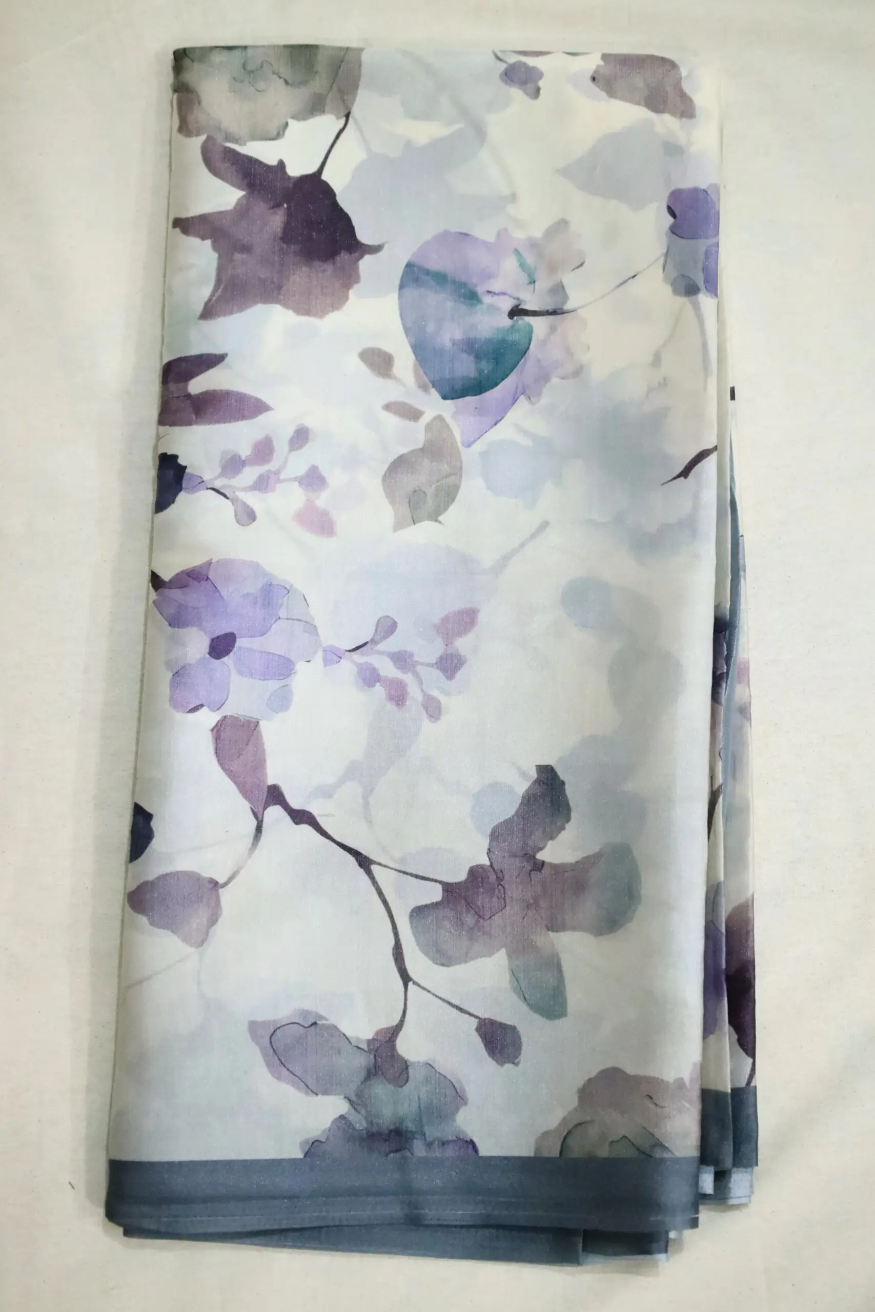 Pastel Floral Printed Butter Silk semi-Tussar saree