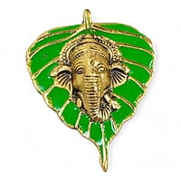 Mini Enamel Leaf Ganesh Green color Aluminium Idol Mini Enamel Leaf Ganesh Green color Aluminium Idol