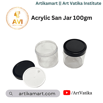 Acrylic San Jar + White Inner + BLACK Cap - 100g Acrylic San Jar + White Inner + BLACK Cap - 100g