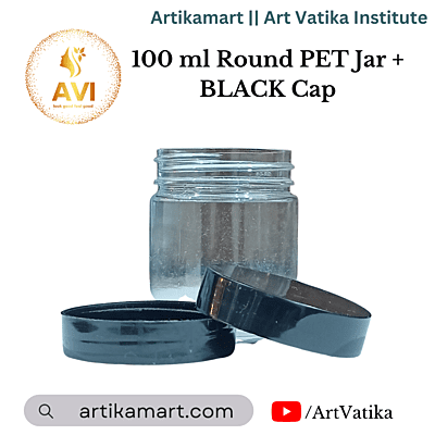 100 ml Round PET Jar + BLACK Cap 100 ml Round PET Jar + BLACK Cap