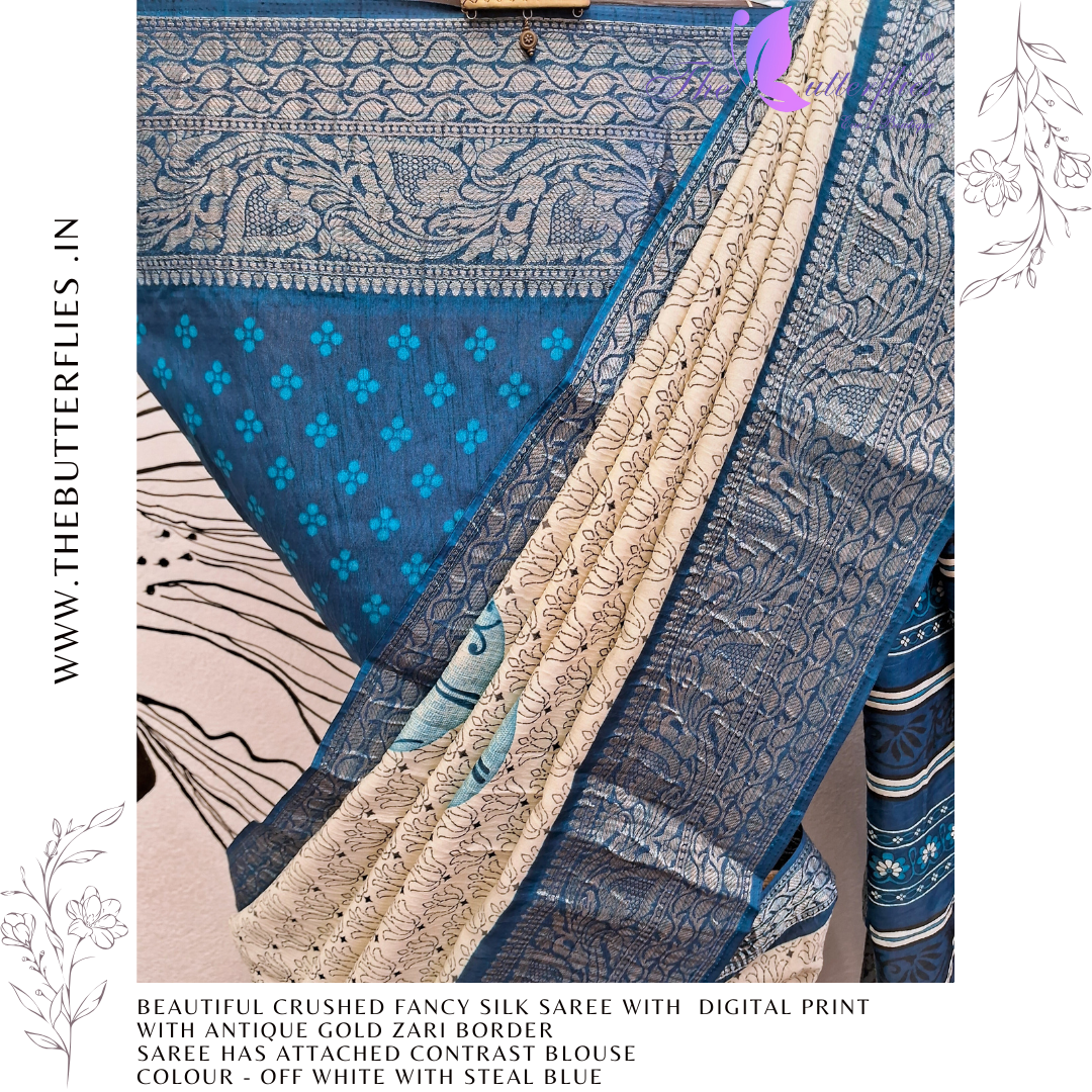 FANCY CRUSHED SILK SAREE RJASFSC24106