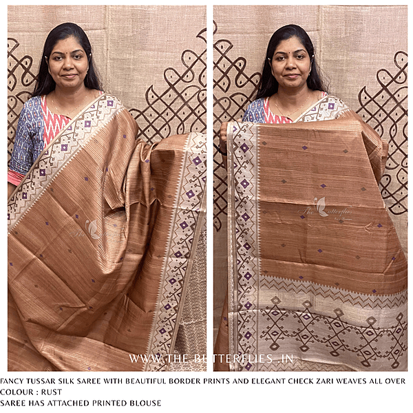FANCY TUSSER SILK SAREE SFHSTUS24608
