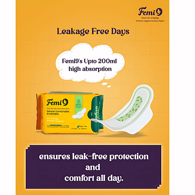 Femi 9 Happy Day Everyday Sanitary Napkins XL 320mm - Pack of 3 (30 Pads)