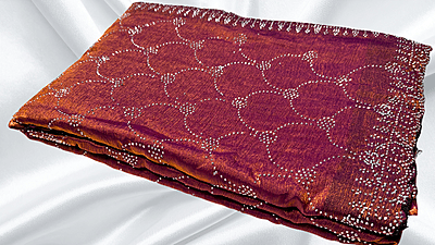 Classic Choice Space Silk Stone Work Saree - Gold Peach Classic Choice Space Silk Stone Work Saree - Gold Peach