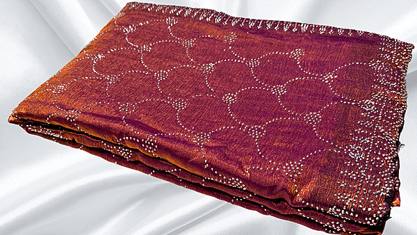 Classic Choice Space Silk Stone Work Saree - Gold Peach