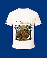 Unisex Off-White Beach Bear Graphic Printed Crew Neck Tee