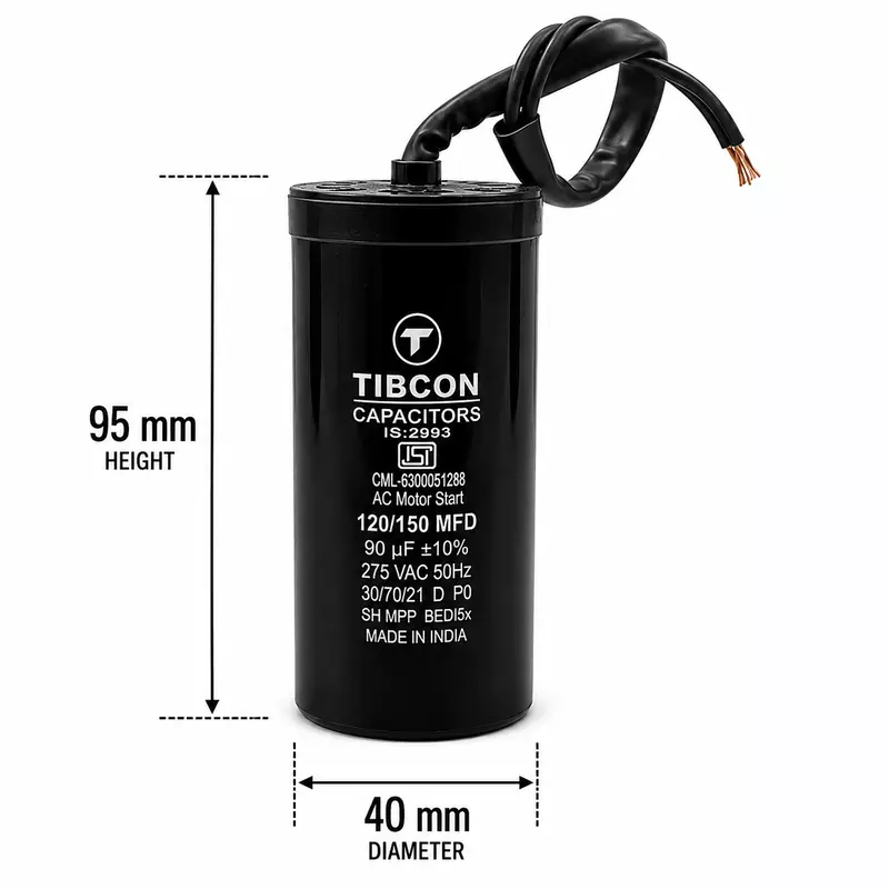 Tibcon 120-150 MFD 275 V Motor Starting Capacitor